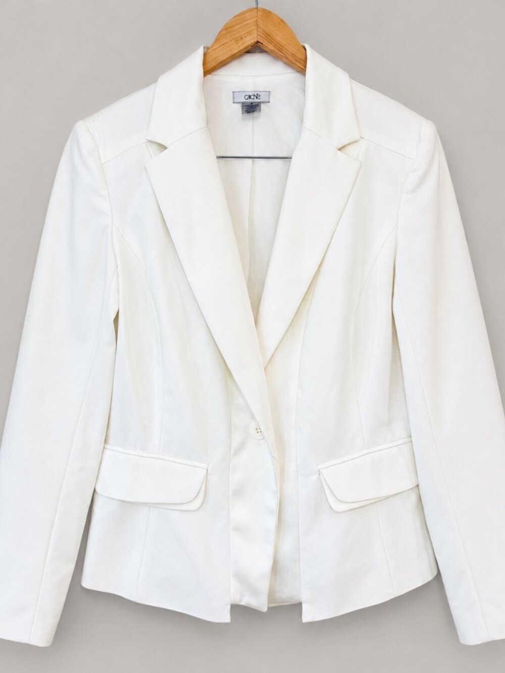 Y2K Cache White Tailored Blazer Jacket Size 12 Classic Career Chic Old Money